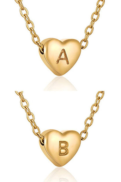 Gold-Tone Heart with Alphabet Initial Pendant Necklace (XS)