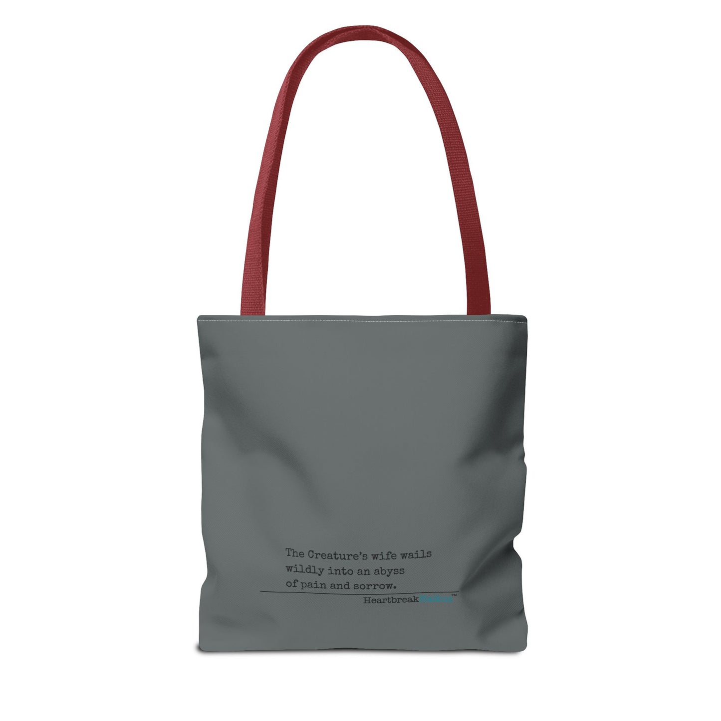 The Creature's Wife Wails Wildly Frankenstein Haiku - Tote Bag (dual-sided print in Slate Grey) - Frankenstein 2025 Makeover