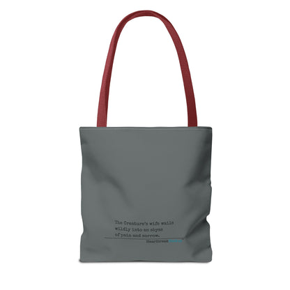 The Creature's Wife Wails Wildly Frankenstein Haiku - Tote Bag (dual-sided print in Slate Grey) - Frankenstein 2025 Makeover