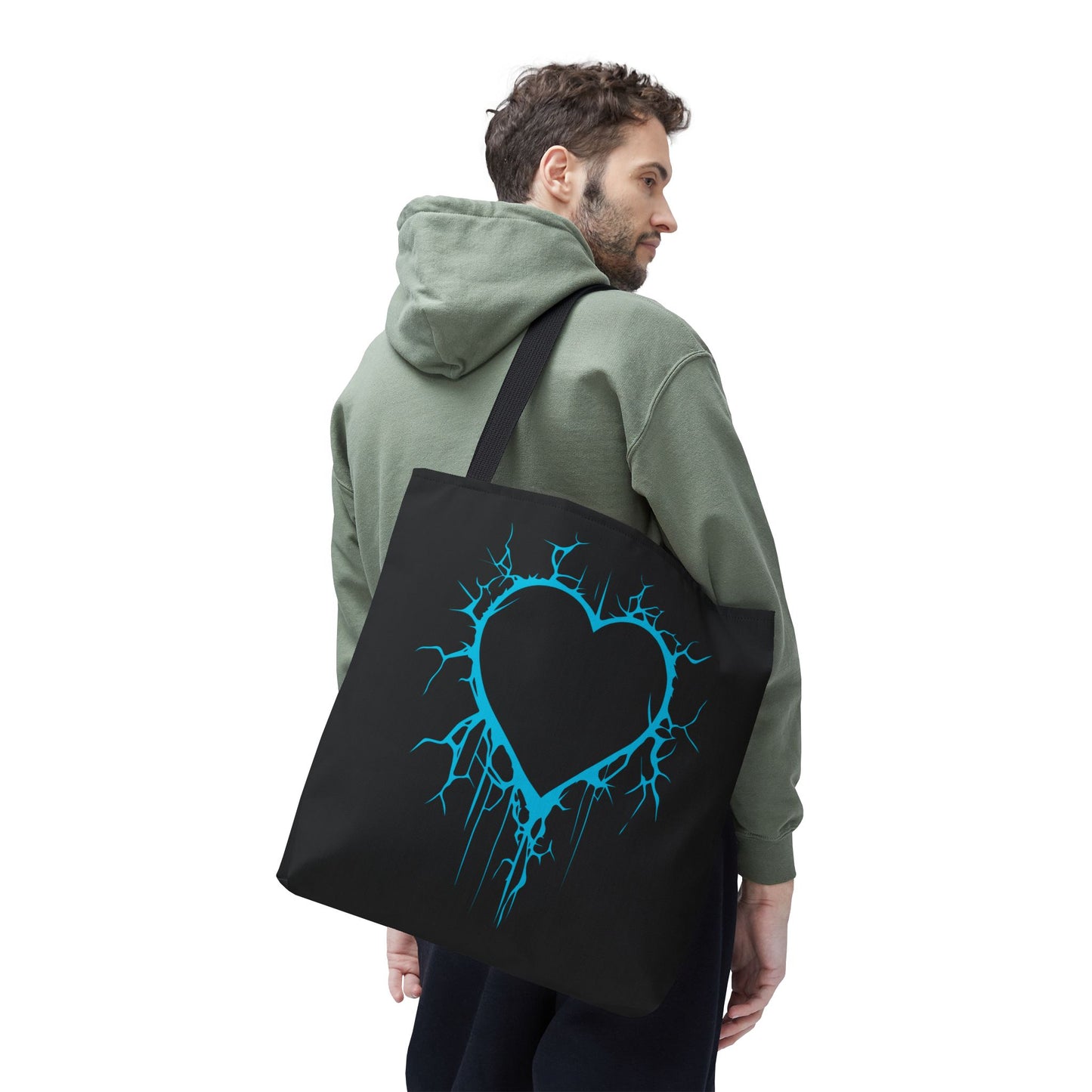 Lightning-Cracked Heart Tote Bag (in Electric Blue) - (The Only Hearts Collection)