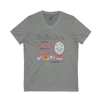 Harbinger of Happiness Haiku - Jersey Short Sleeve V-Neck Tee