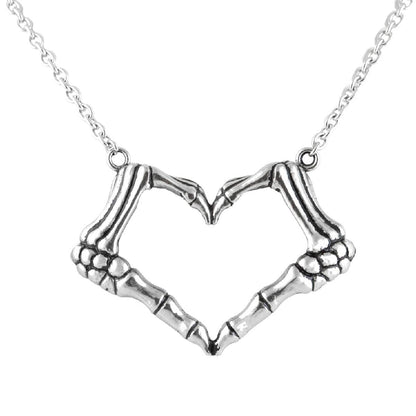 Skeleton Hand-Heart Necklace - I Love You To Death