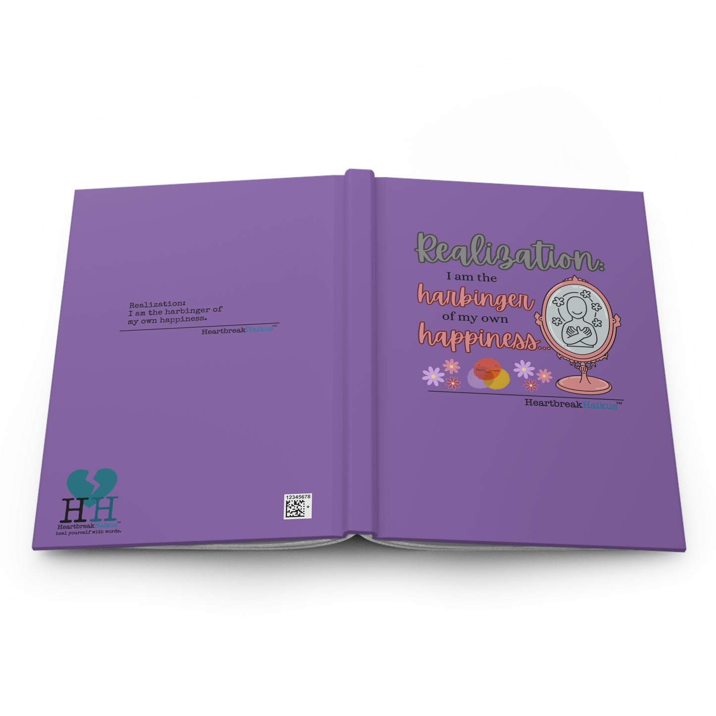 Harbinger of Happiness Haiku - Hardcover Journal in Lilac Purple