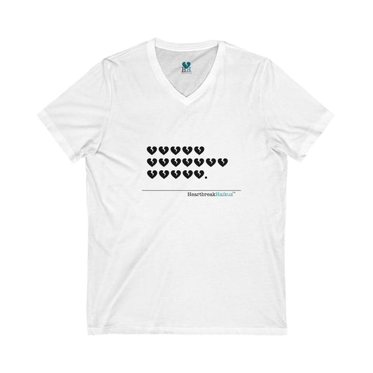 Hieroglyph Heartbreak Haiku. Unisex Jersey Short Sleeve V-Neck Tee