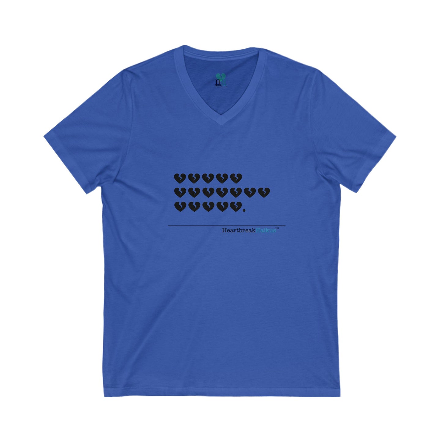 Hieroglyph Heartbreak Haiku. Unisex Jersey Short Sleeve V-Neck Tee