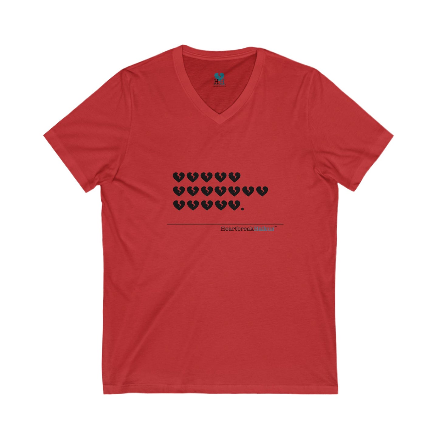 Hieroglyph Heartbreak Haiku. Unisex Jersey Short Sleeve V-Neck Tee