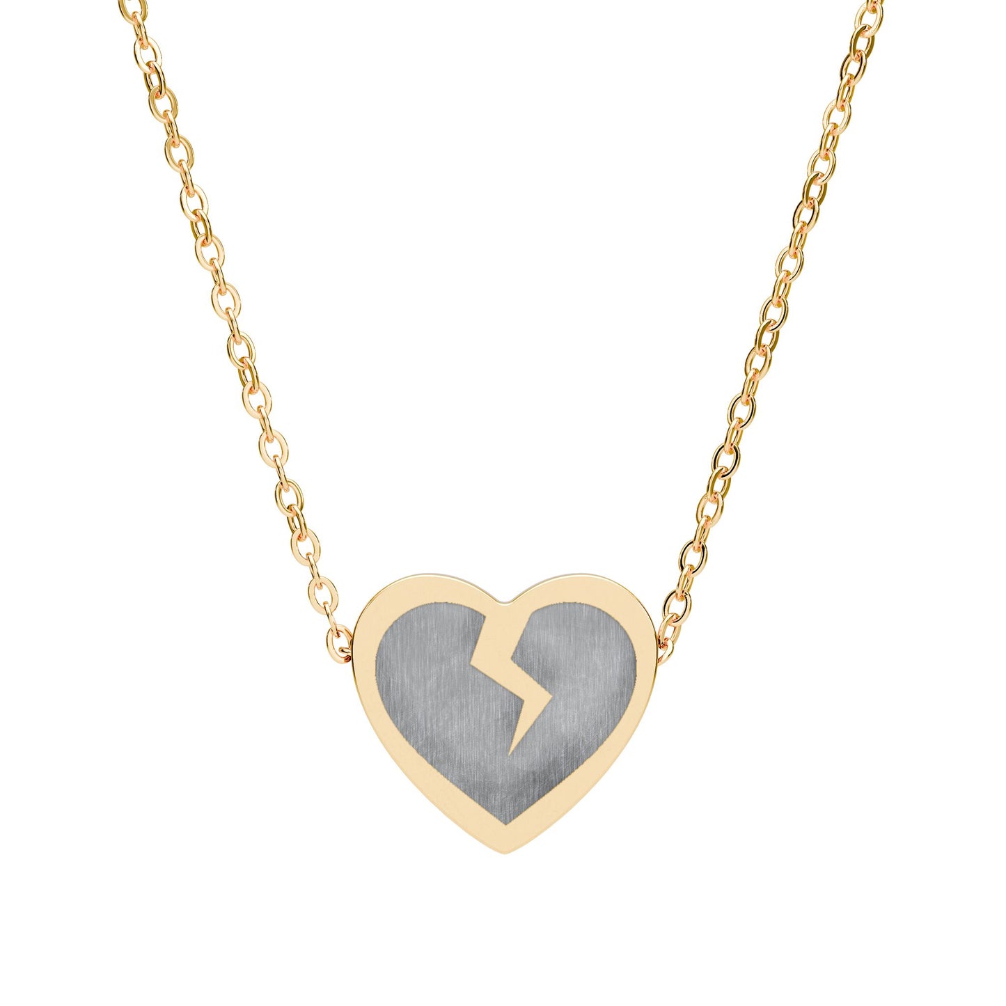 Engraved Broken Heart Necklace — Personalized Heart Pendant (The Only Hearts Collection)