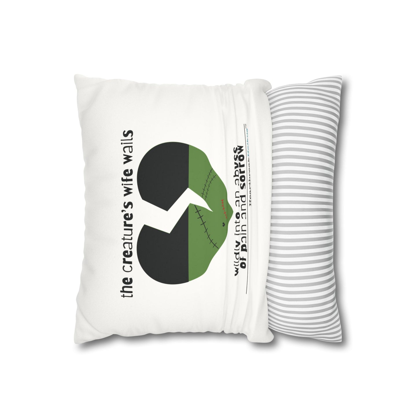 The Creature's Wife Wails Frankenstein Haiku - Faux Suede Square Pillowcase (in Snow White)