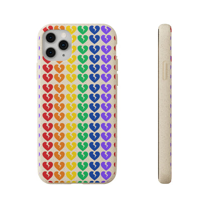 Rainbow Hearts Collection Pattern - Biodegradable Phone Case, Eco-Friendly Phone Cover (Only Hearts Collection)