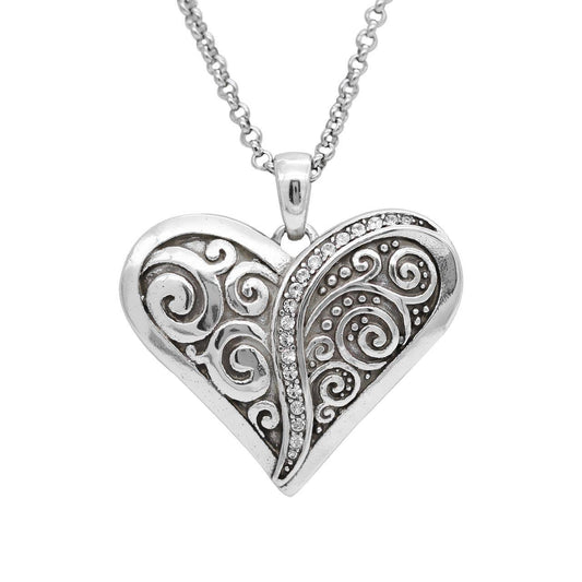 Sliver-Plated Unified Love Heart Necklace with Swarovski Crystals
