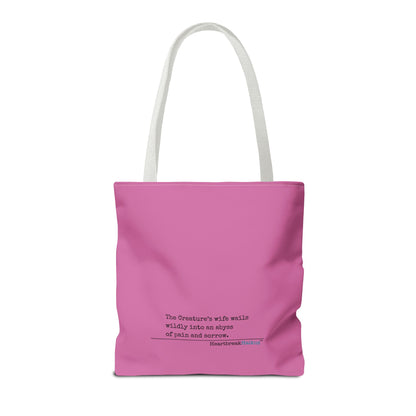 The Creature's Wife Wails Wildly Frankenstein Haiku - Tote Bag (dual-sided print in Candy Pink)