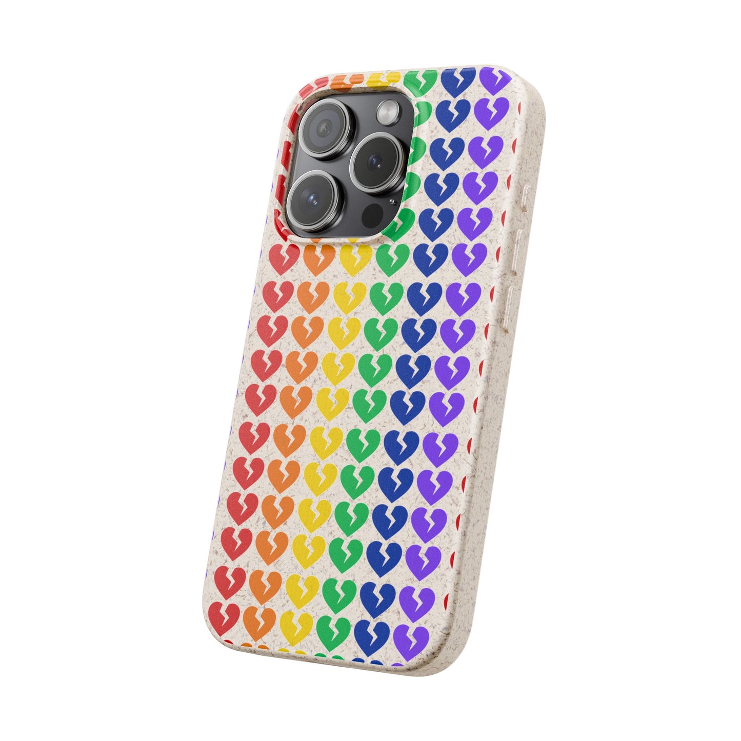 Rainbow Hearts Collection Pattern - Biodegradable Phone Case, Eco-Friendly Phone Cover (Only Hearts Collection)