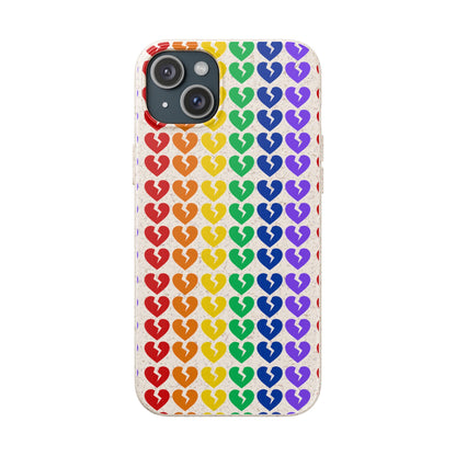 Rainbow Hearts Collection Pattern - Biodegradable Phone Case, Eco-Friendly Phone Cover (Only Hearts Collection)