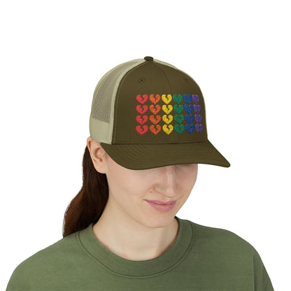 Rainbow Heartbreak Collection - Embroidered Trucker Hat (Only Hearts Collection)