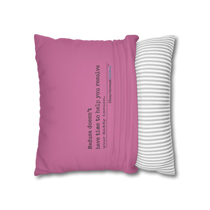 Medusa and Your Daddy Haiku - Faux Suede Square Pillowcase (in Candy Pink)