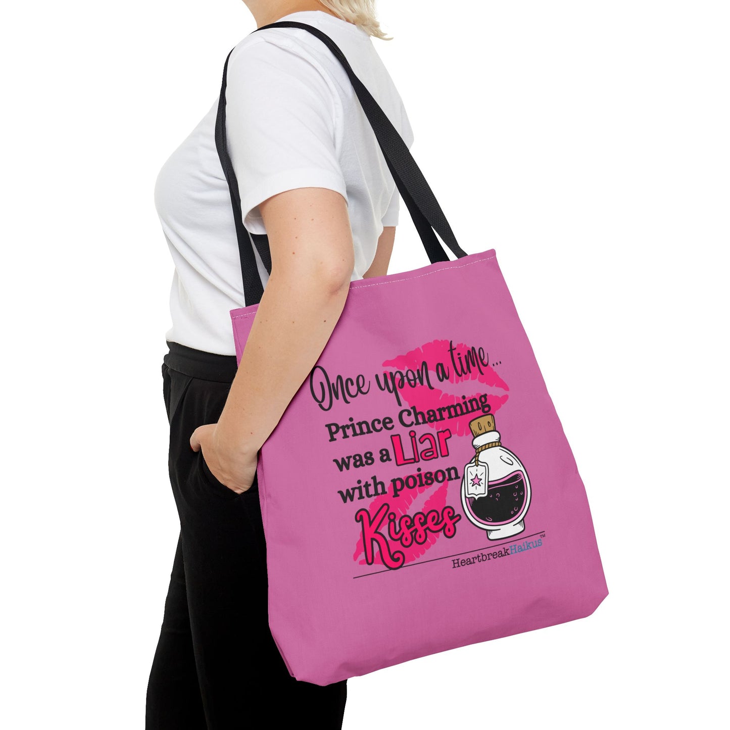 Prince Charming's Poison Kisses Haiku - Tote Bag (Dual-sided print in Candy Pink)