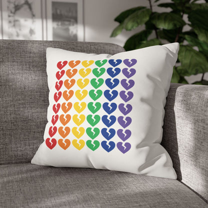 Rainbow Broken Hearts - Faux Suede Square Pillowcase (Only Hearts Collection)