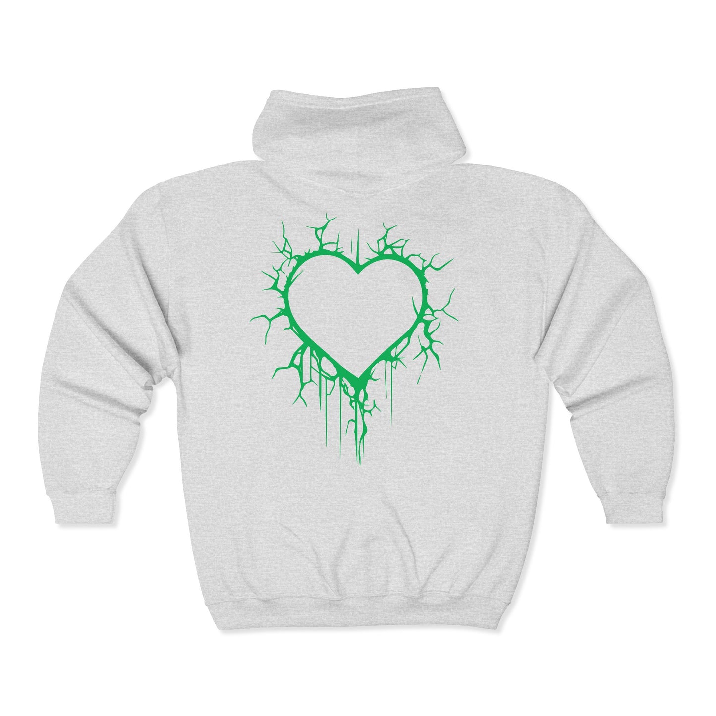 Lightning-Cracked Hollow Heart Zip Hoodie (in Electric Wicked Green) - (The Only Hearts Collection)