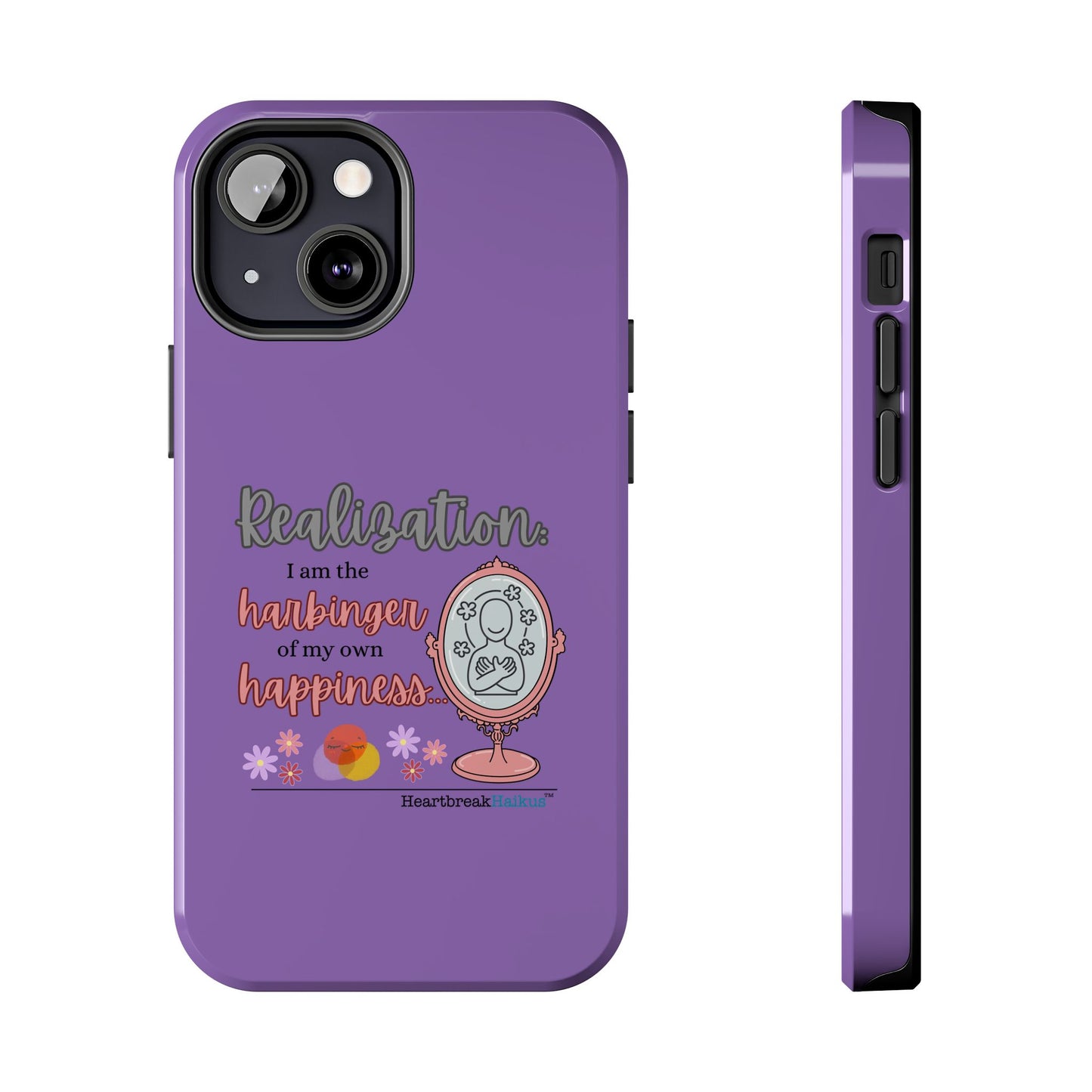 Harbinger of Happiness Tough Phone Cases (purple) available for iPhone 11-16 or Samsung Galaxy S21-S24