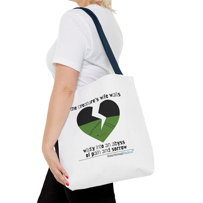 The Creature's Wife Wails Wildly Frankenstein Haiku - Tote Bag (Dual-sided print in Snow White)