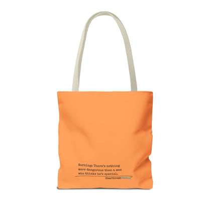 Warning: Dangerous Special Man Haiku Tote Bag (dual-sided design in Orange Tangerine)