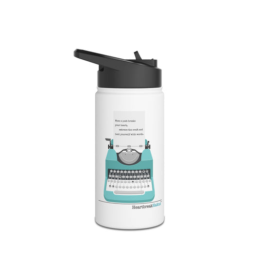 Heal Yourself with Words Haiku - Vintage Typewriter Stainless Steel Water Bottle