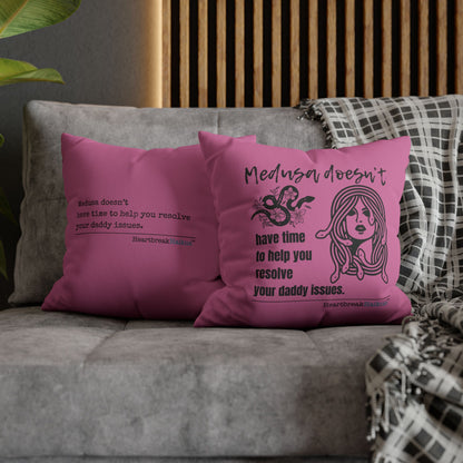 Medusa and Your Daddy Haiku - Faux Suede Square Pillowcase (in Candy Pink)