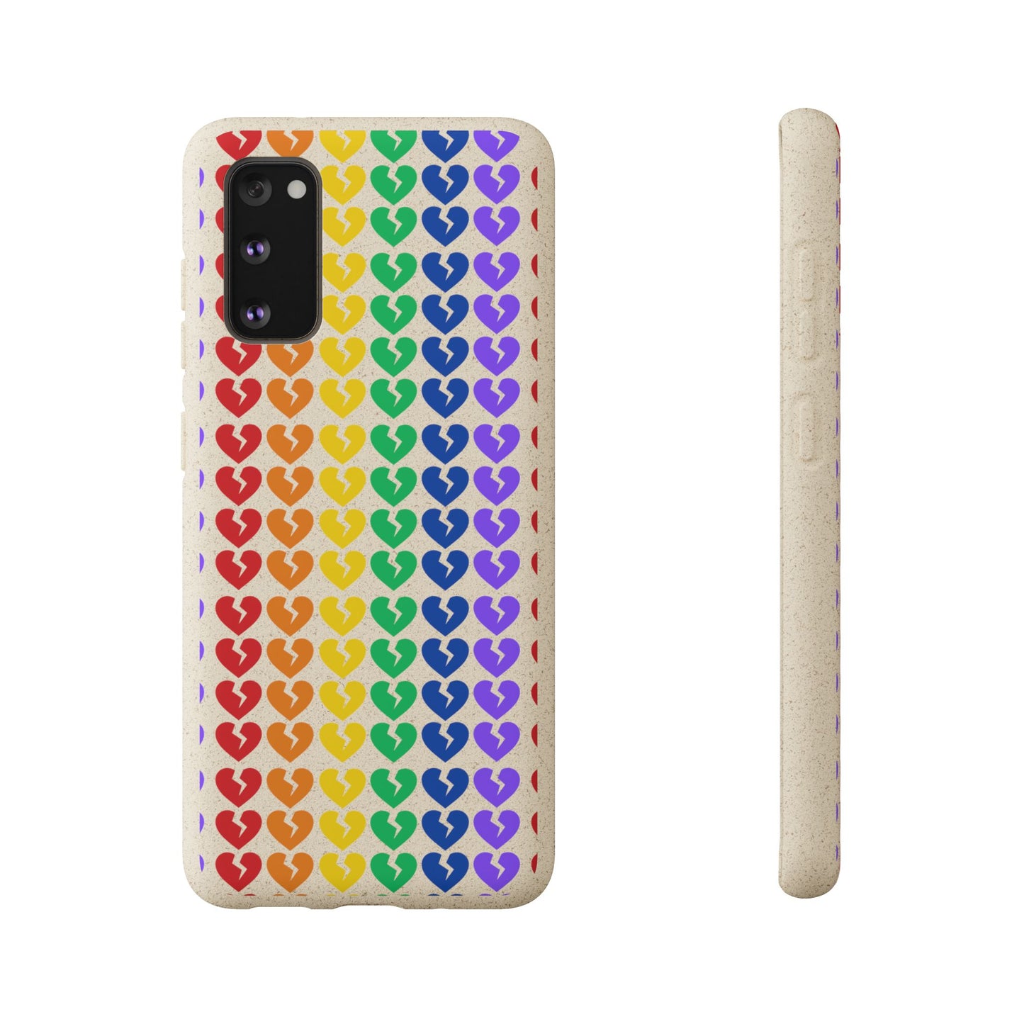 Rainbow Hearts Collection Pattern - Biodegradable Phone Case, Eco-Friendly Phone Cover (Only Hearts Collection)