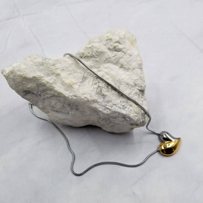 Mixed Metal Gold & Silver Heart Pendant Necklace