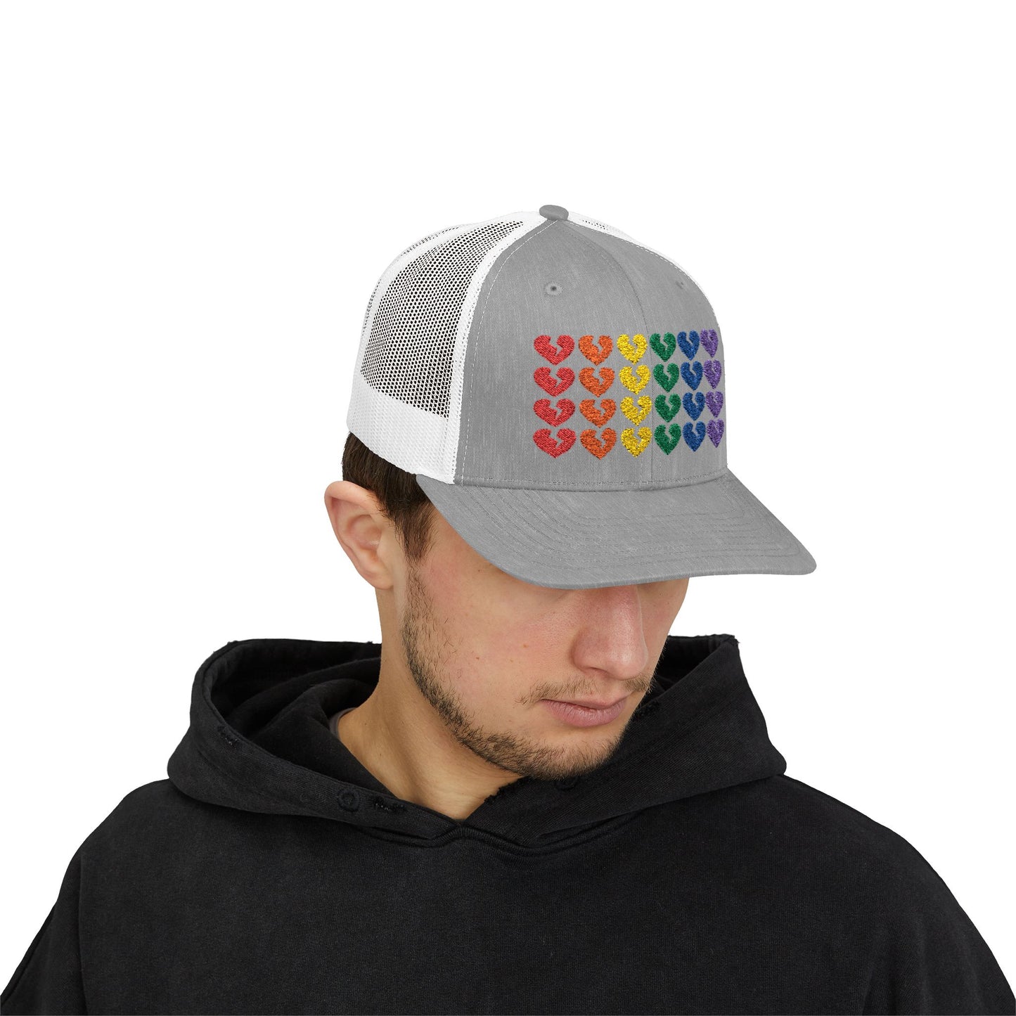 Rainbow Heartbreak Collection - Embroidered Trucker Hat (Only Hearts Collection)