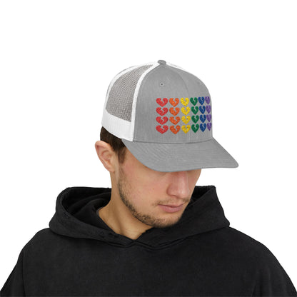 Rainbow Heartbreak Collection - Embroidered Trucker Hat (Only Hearts Collection)