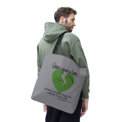 A Lonely Creature Begged Frankenstein Haiku - Tote Bag (Dual-sided print in Stone Grey)