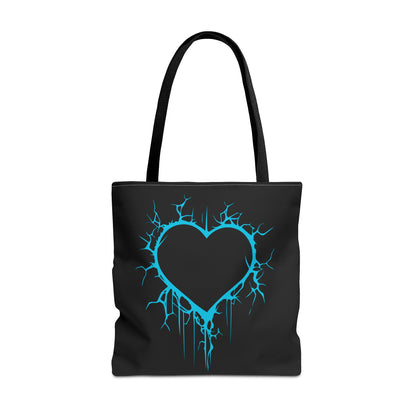 Lightning-Cracked Heart Tote Bag (in Electric Blue) - (The Only Hearts Collection)