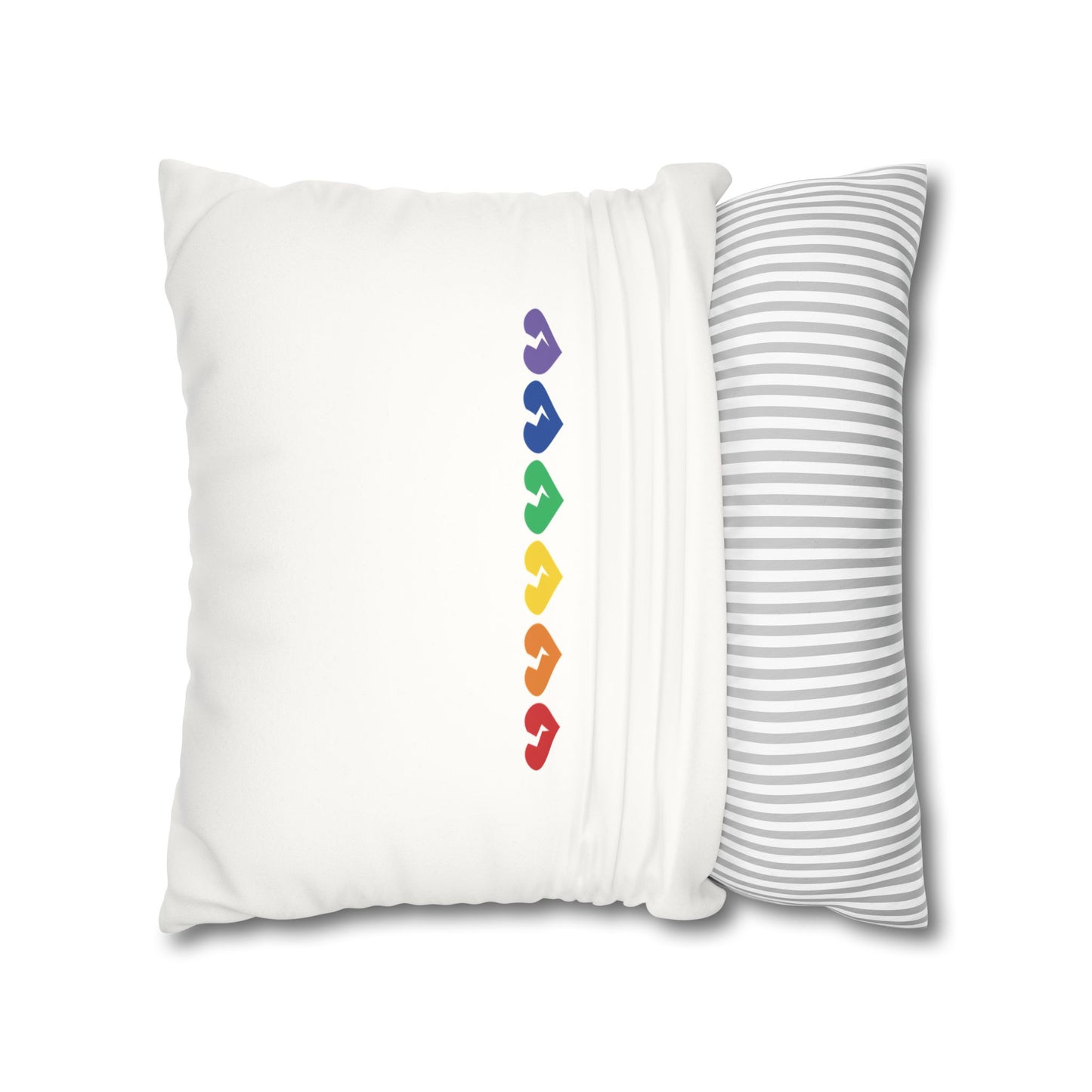 Rainbow Broken Hearts - Faux Suede Square Pillowcase (Only Hearts Collection)