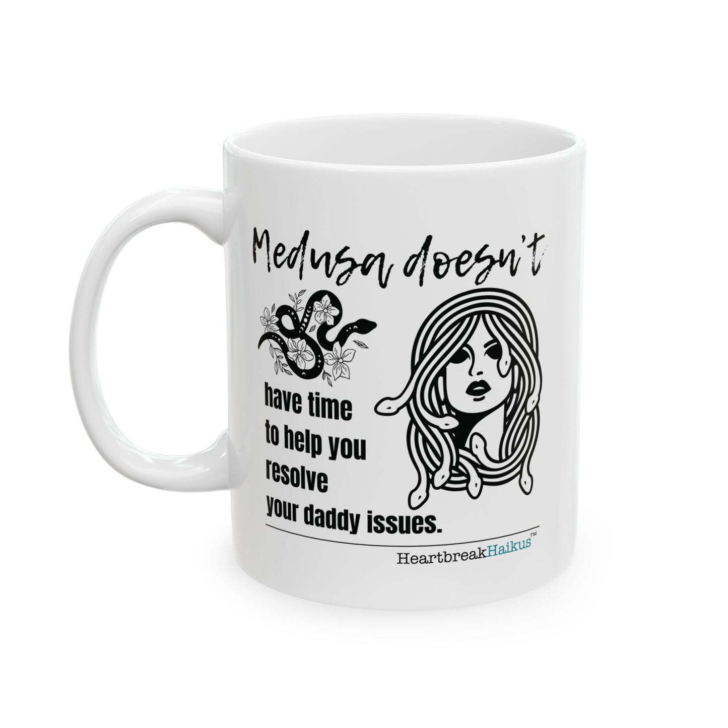 "Medusa doesn't...daddy issues." Dual-Design Ceramic Mug (11oz or 15oz, Dual-Design)
