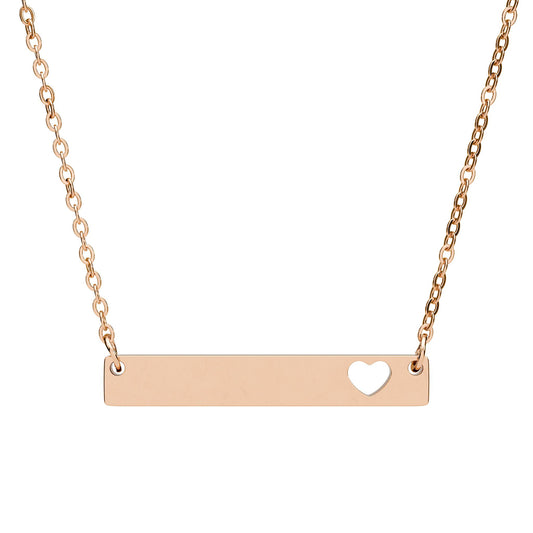 Bar Necklace with Cutout Heart — Minimalist Pendant