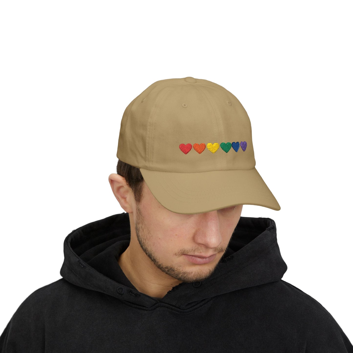 Embroidered Rainbow Hearts - Classic Adjustable Cap (Only Hearts Collection)