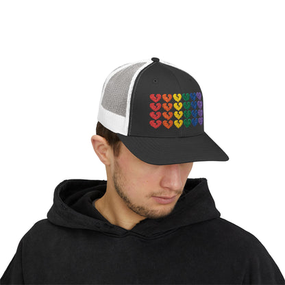 Rainbow Heartbreak Collection - Embroidered Trucker Hat (Only Hearts Collection)