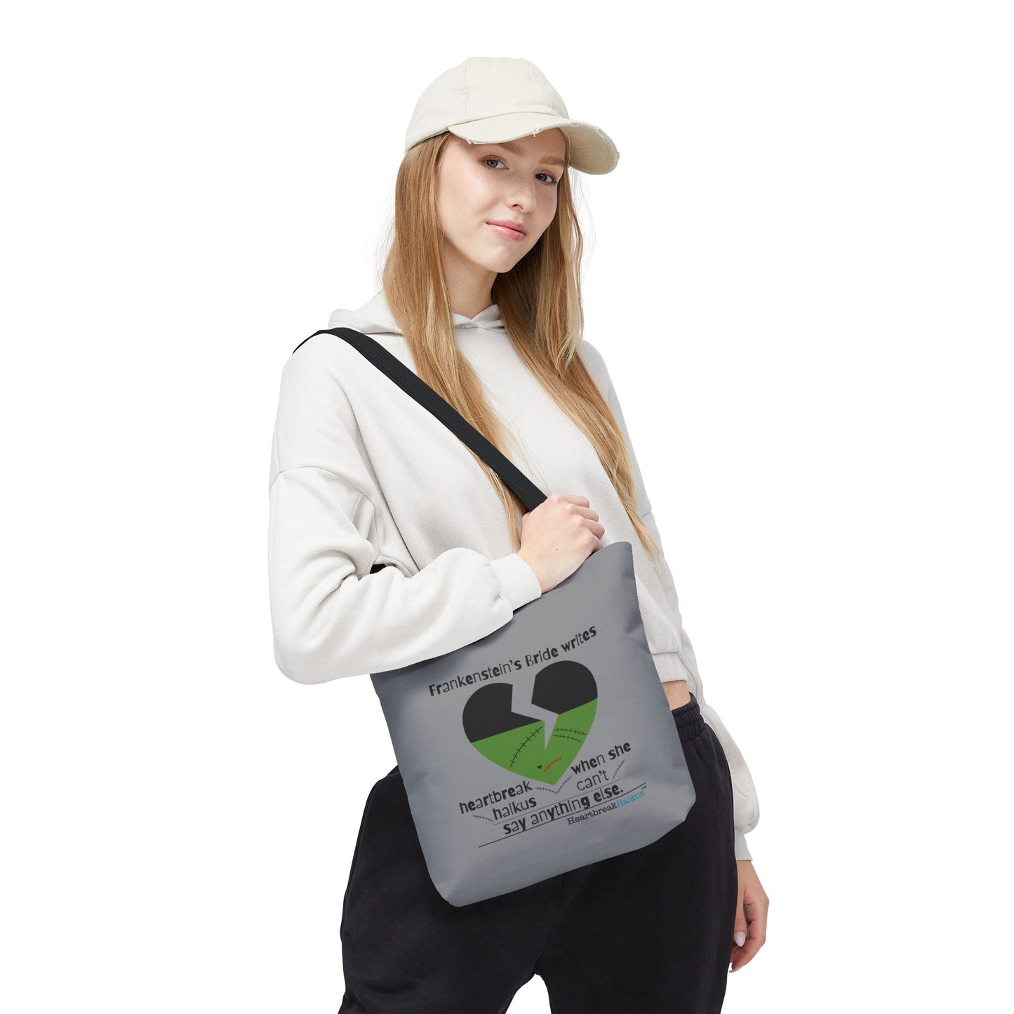 Frankenstein's Bride Writes Heartbreak Haikus - Tote Bag (Dual-sided print in Stone Grey)