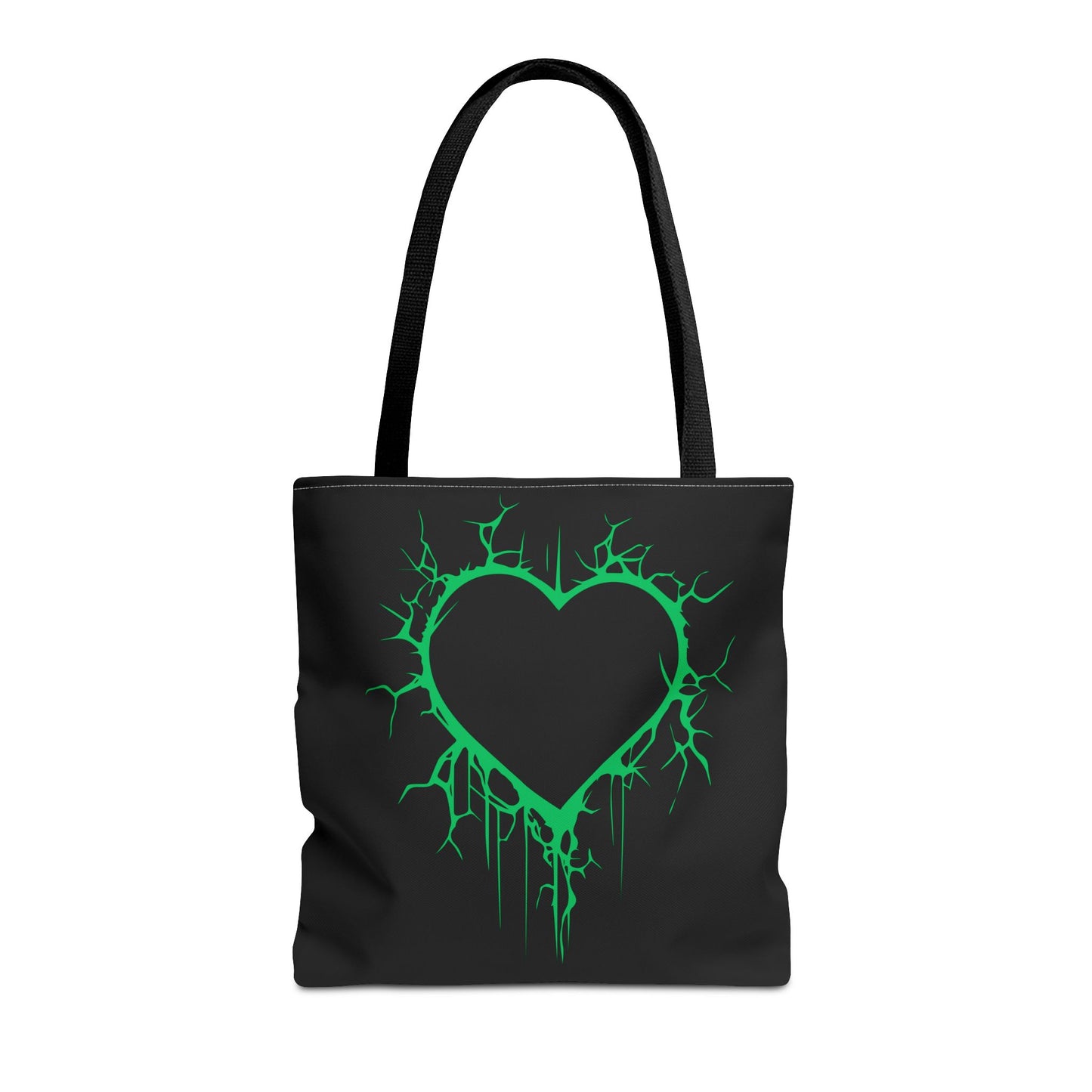 Lightning-Cracked Heart Tote Bag (in Electric Wicked Green) - (The Only Hearts Collection)