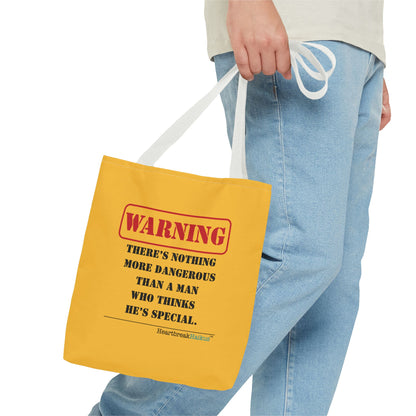 Warning: Dangerous Special Man Haiku Tote Bag (dual-sided design in Yellow Gold)