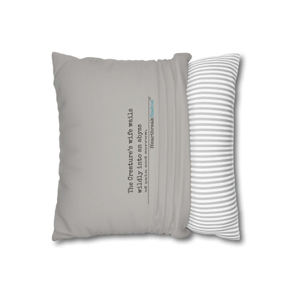 The Creature's Wife Wails Frankenstein Haiku - Faux Suede Square Pillowcase (in light grey)