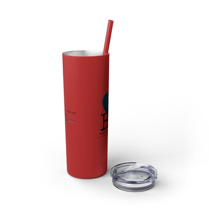 "Heal yourself with words." (Broken heart design) Skinny Tumbler with Eco-Friendly, Reusable, Matching Straw, 20oz