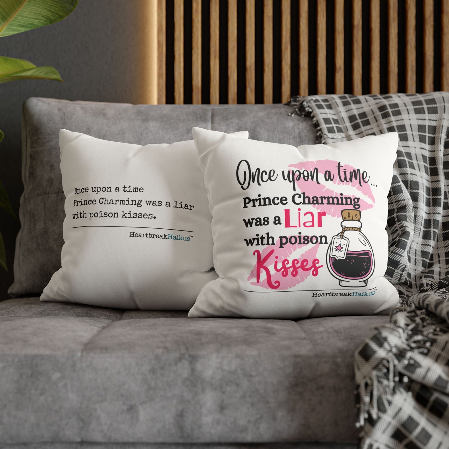 Prince Charming's Poison Kisses - Faux Suede Square Pillowcase