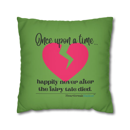 The Fairy Tale Died Haiku - Faux Suede Square Pillowcase (in Wicked Green)