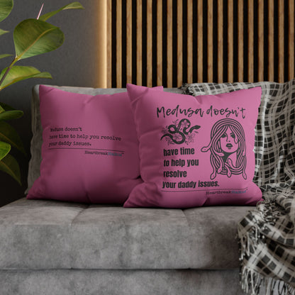 Medusa and Your Daddy Haiku - Faux Suede Square Pillowcase (in Candy Pink)