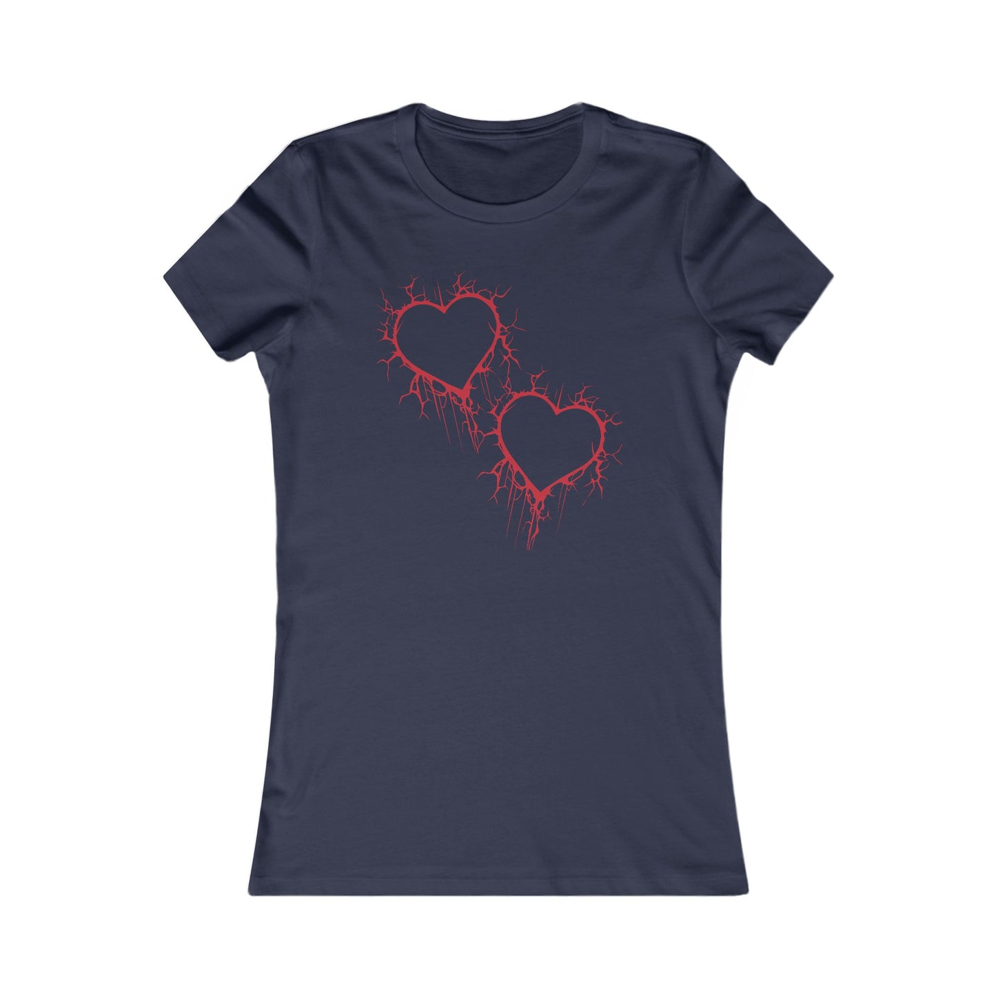Two Cracked Hollow Hearts Slim-Fit T-Shirt (in Crimson Red)
