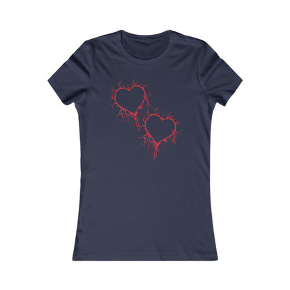 Two Cracked Hollow Hearts Slim-Fit T-Shirt (in Crimson Red)