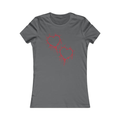 Two Cracked Hollow Hearts Slim-Fit T-Shirt (in Crimson Red)