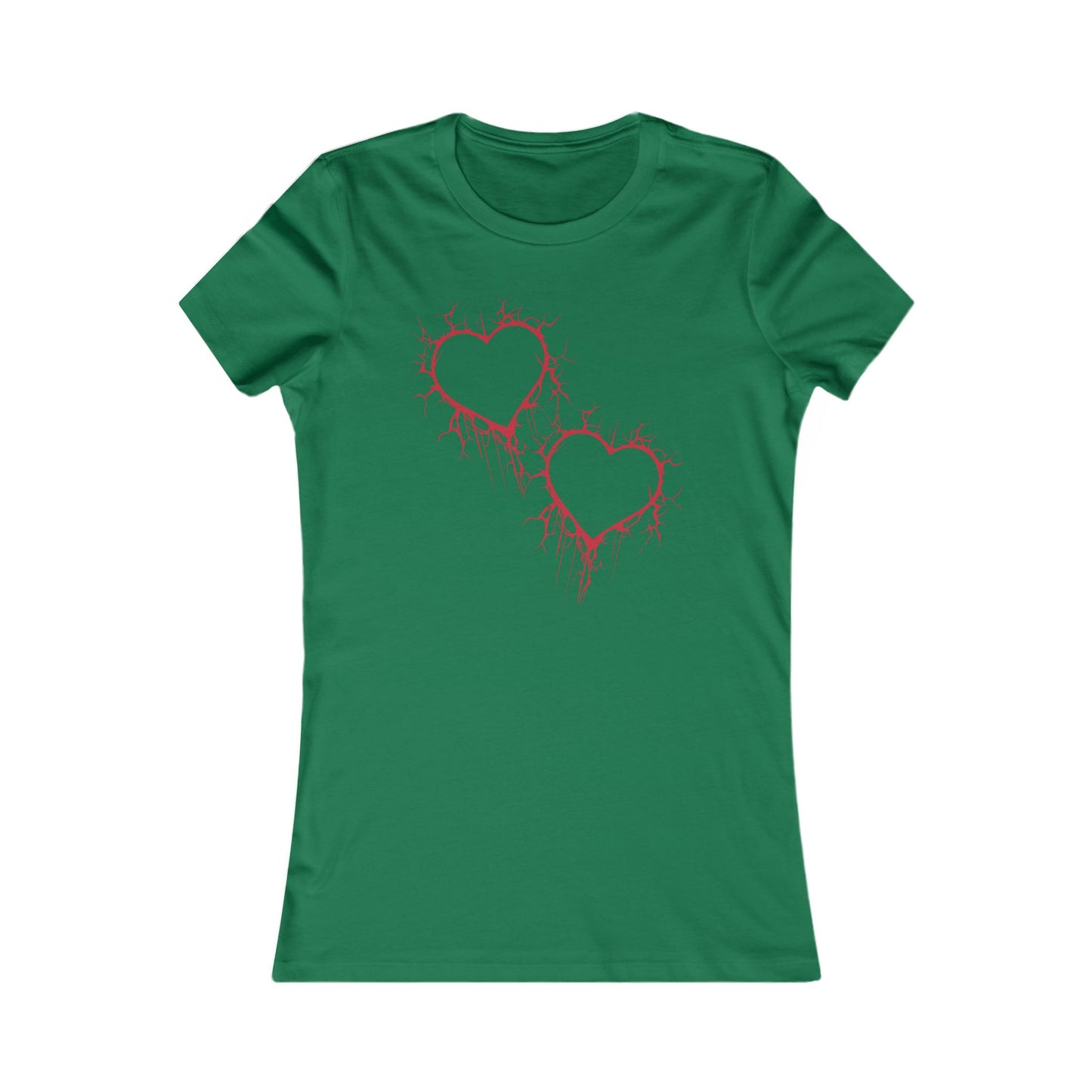 Two Cracked Hollow Hearts Slim-Fit T-Shirt (in Crimson Red)